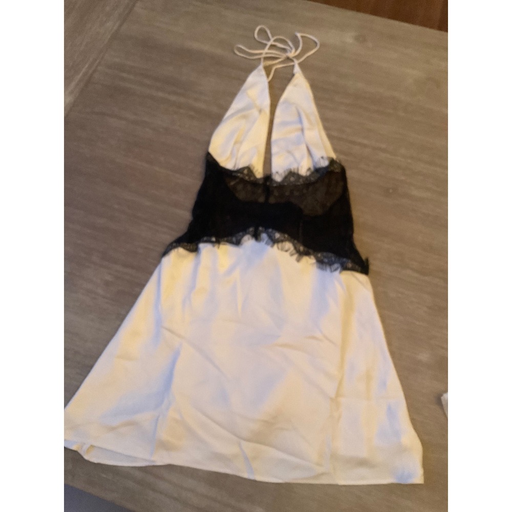 Meshki Dinah Lace and Satin Mini Dress Black Ivory XXS New With Tags - Picture 6 of 6
